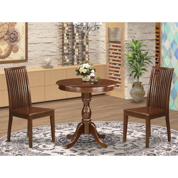 East West Furniture 3 Piece Eden Dining Room Set - Mahogany ESIP3-MAH-W - main